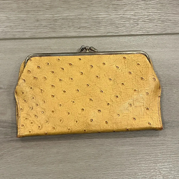 BOND STREET OSTRICH SKIN Coin Purse and Wallet. KISS LOCK. Vintage RARE - Picture 2 of 10